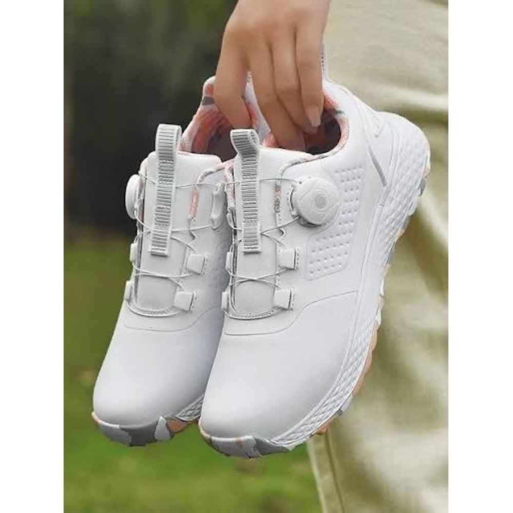 Acegolfs Womens White Golf Shoes Rotary Dial Lace Spikeless Sneakers Size 5 (36)